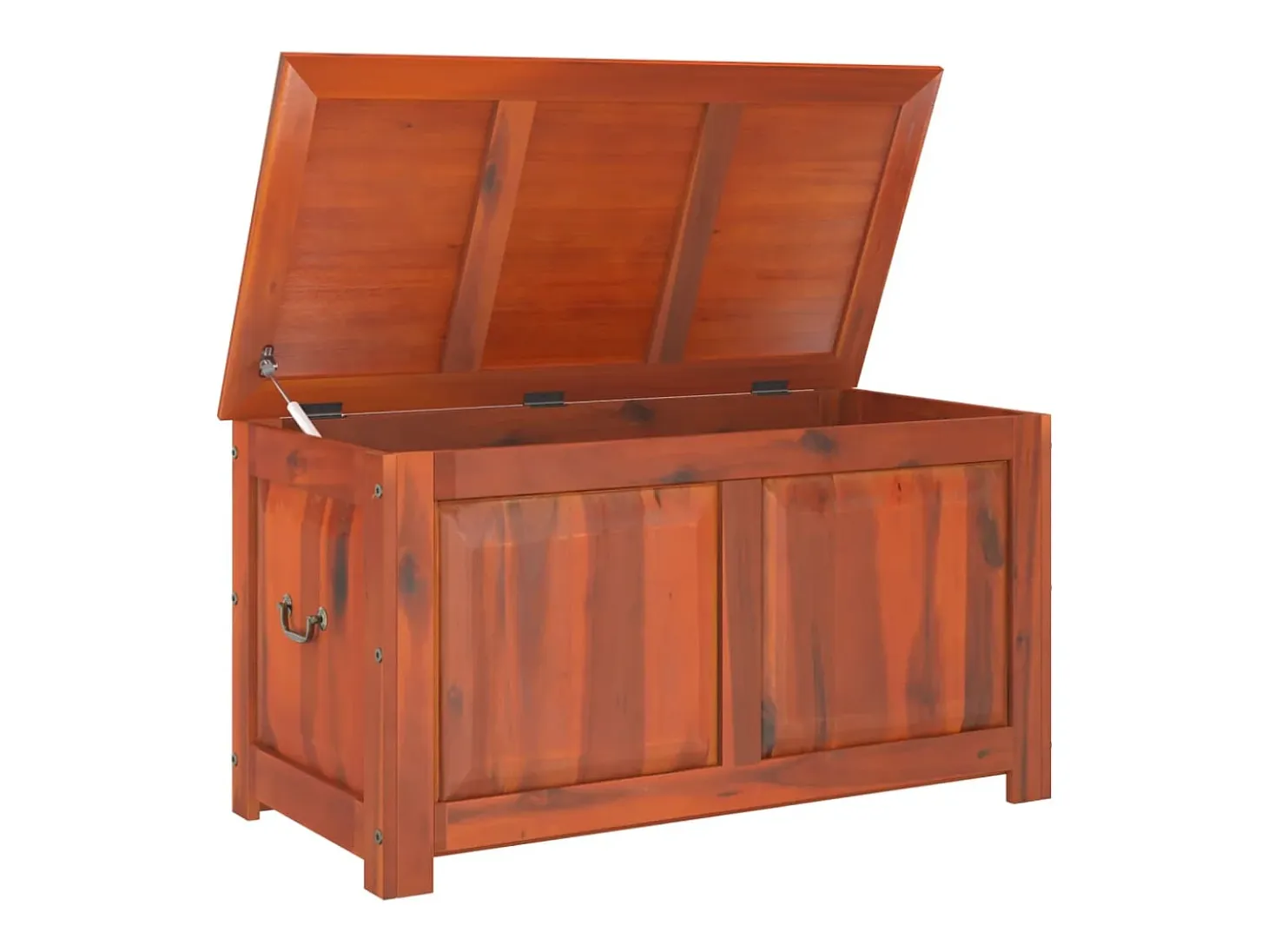 Baúl de almacenamiento con tapa madera maciza de acacia marrón