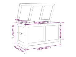 Baúl de almacenamiento con tapa madera maciza de acacia marrón