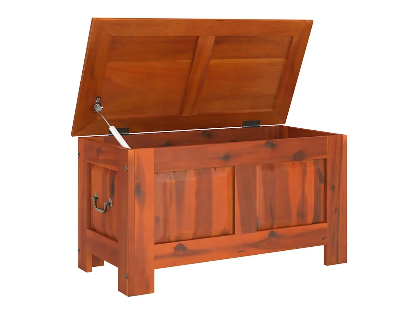 Baúl de almacenamiento con tapa madera maciza de acacia marrón