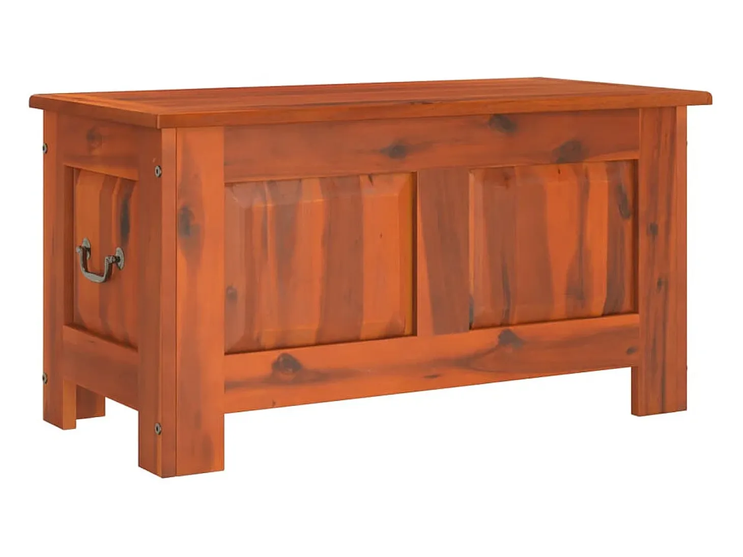 Baúl de almacenamiento con tapa madera maciza de acacia marrón