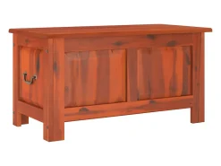 Baúl de almacenamiento con tapa madera maciza de acacia marrón ES991323