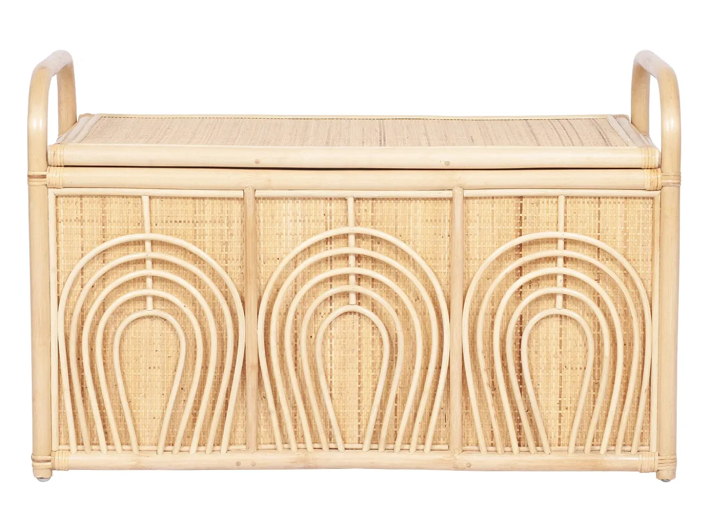Baúl de almacenamiento de mimbre trenzado, An.91 x P. 48 x Al. 58 cm, Natural, LUMORA