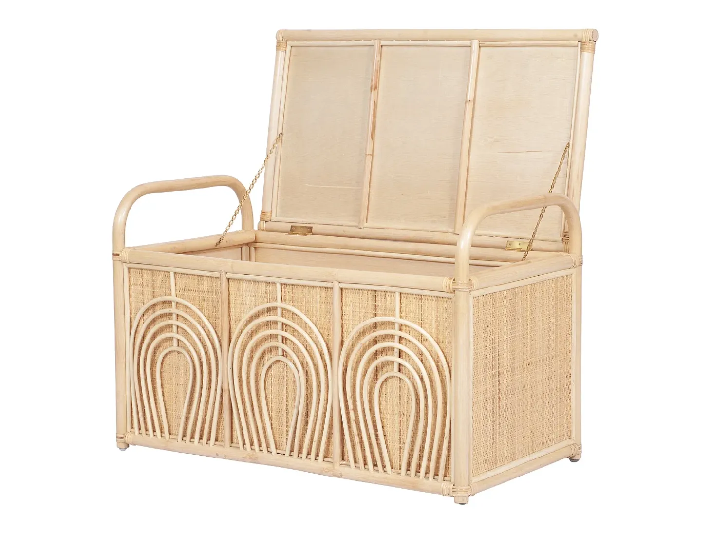 Baúl de almacenamiento de mimbre trenzado, An.91 x P. 48 x Al. 58 cm, Natural, LUMORA