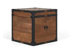 Baúl de madera de mango con acabados en hierro negro de estilo vintage