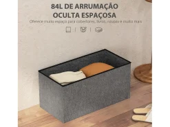 Baúl Hivea Homcom tapizado acolchado plegable gris oscuro 38x76x38 cm