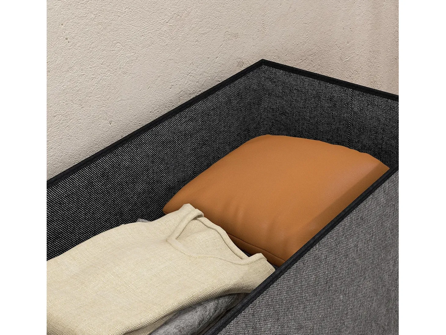 Baúl Hivea Homcom tapizado acolchado plegable gris oscuro 38x76x38 cm
