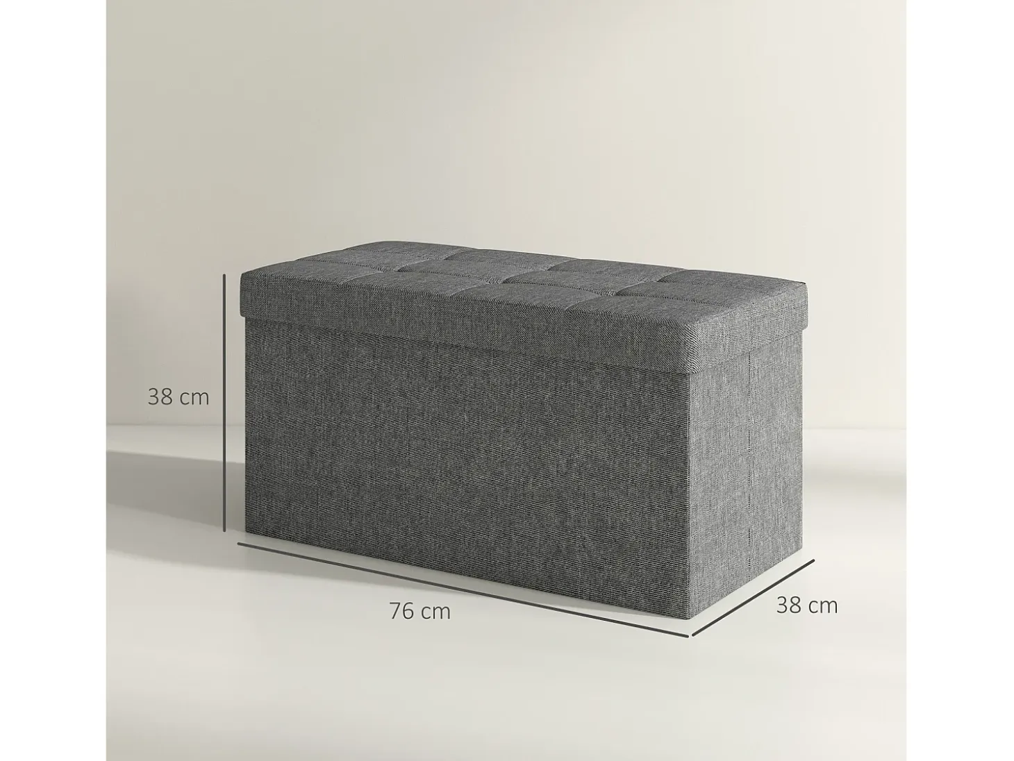 Baúl Hivea Homcom tapizado acolchado plegable gris oscuro 38x76x38 cm