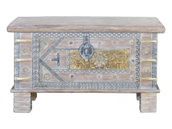 Baúl madera mango en blanco envejecido