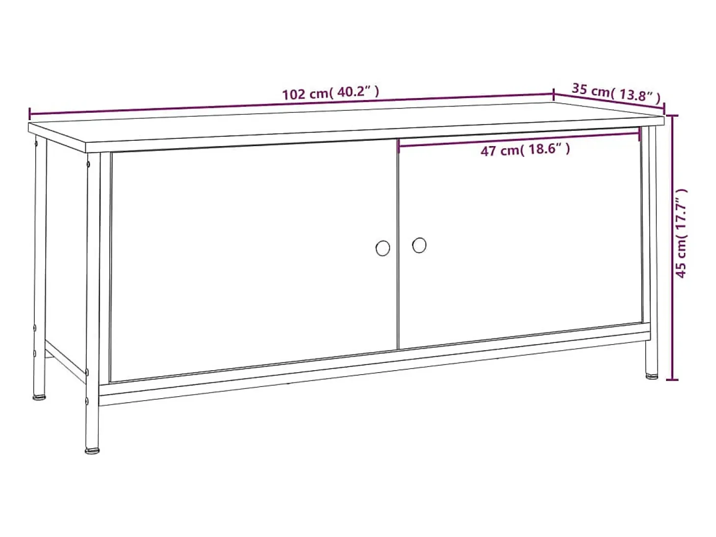 Ballyknockan Mueble TV con puertas contrachapada roble ahumado 102x35x45 cm