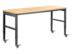 Bancada de Oficina Ajustable SucceBuy, 155x51x105 cm, Altura Ajustable 80-105 cm, con 4 Rodillos para Reparación y Bricolaje