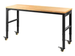 Bancada de Oficina Ajustable SucceBuy, 155x51x105 cm, Altura Ajustable 80-105 cm, con 4 Rodillos para Reparación y Bricolaje