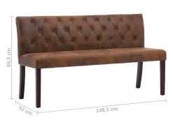 Banco 148,5 cm Piel sintética color marrón