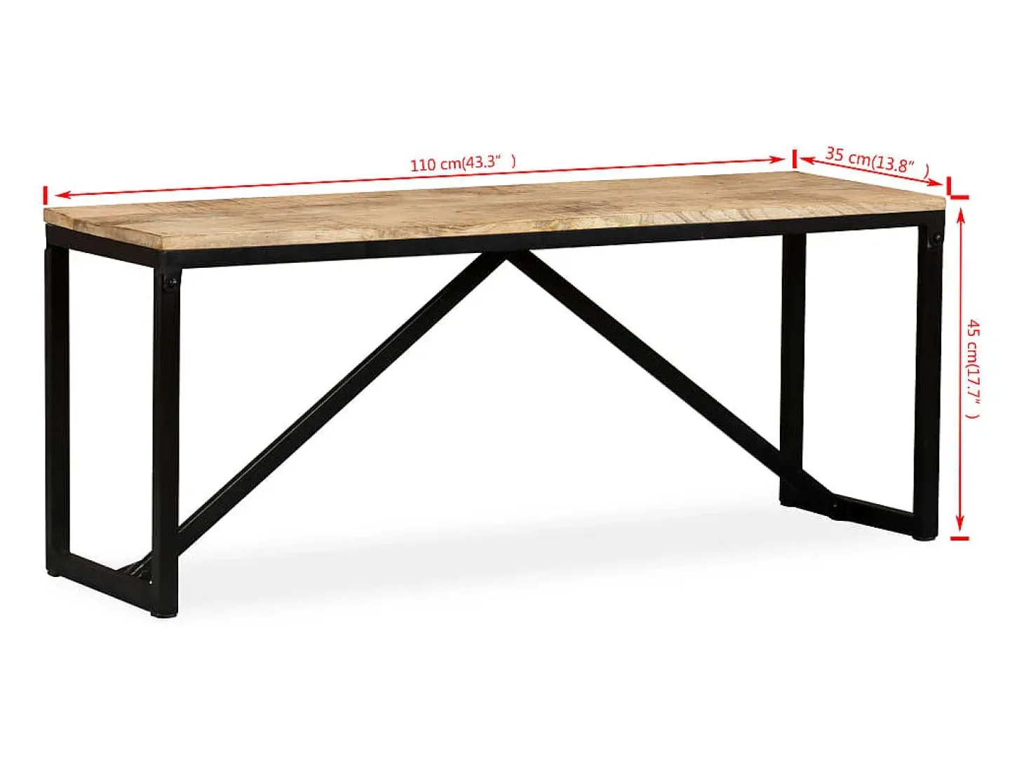 Banco 110 x 35 x 45 cm Madera maciza de mango
