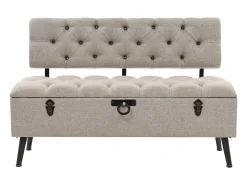 Banco con almacenaje y respaldo 110 cm Tejido Crema