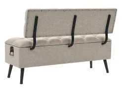 Banco con almacenaje y respaldo 110 cm Tejido Crema