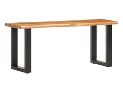 Banco con borde de madera natural 110 cm Madera maciza de acacia acero