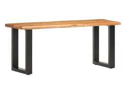 Banco con borde de madera natural 110 cm Madera maciza de acacia acero