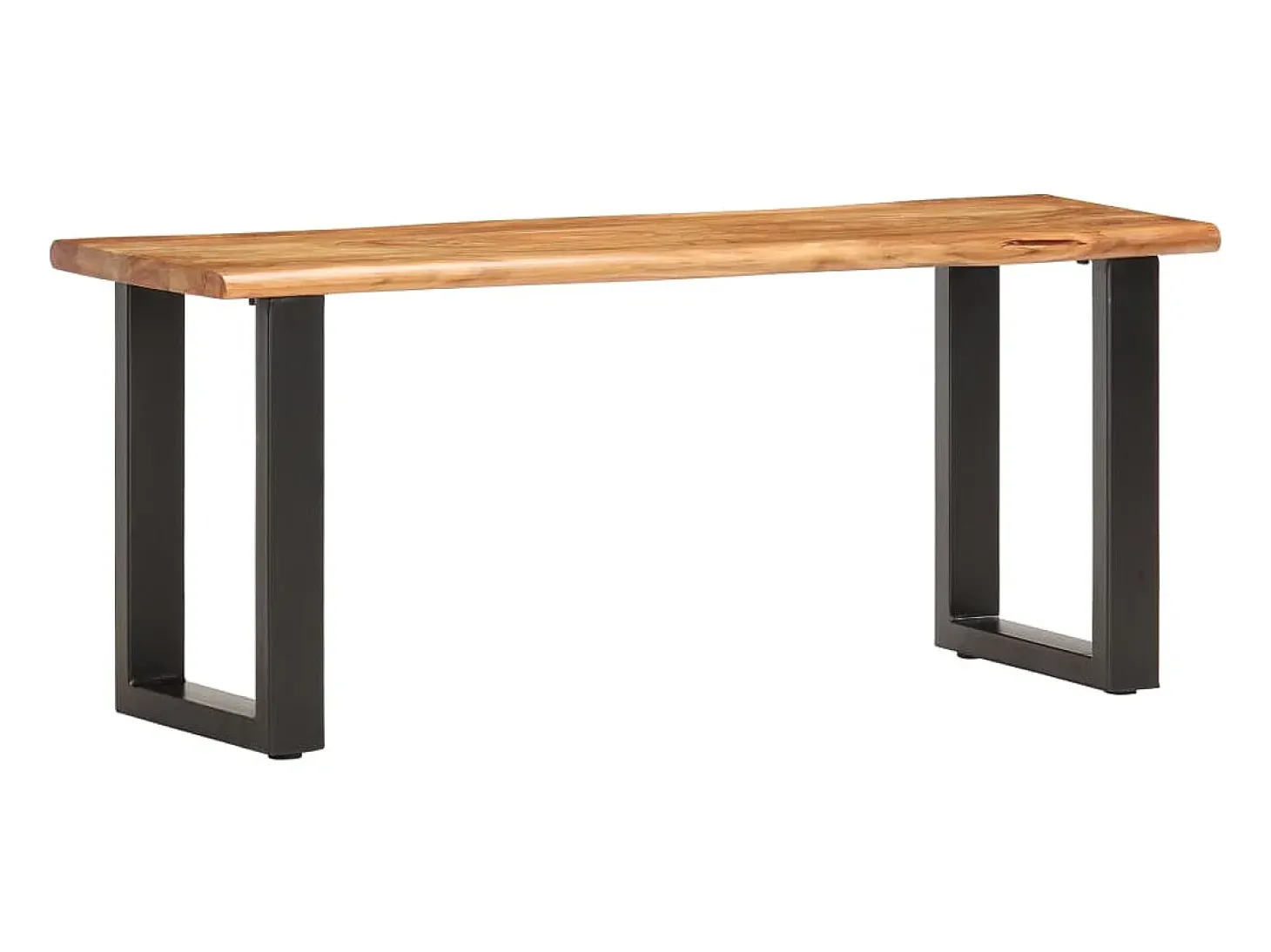 Banco con borde de madera natural 110 cm Madera maciza de acacia acero