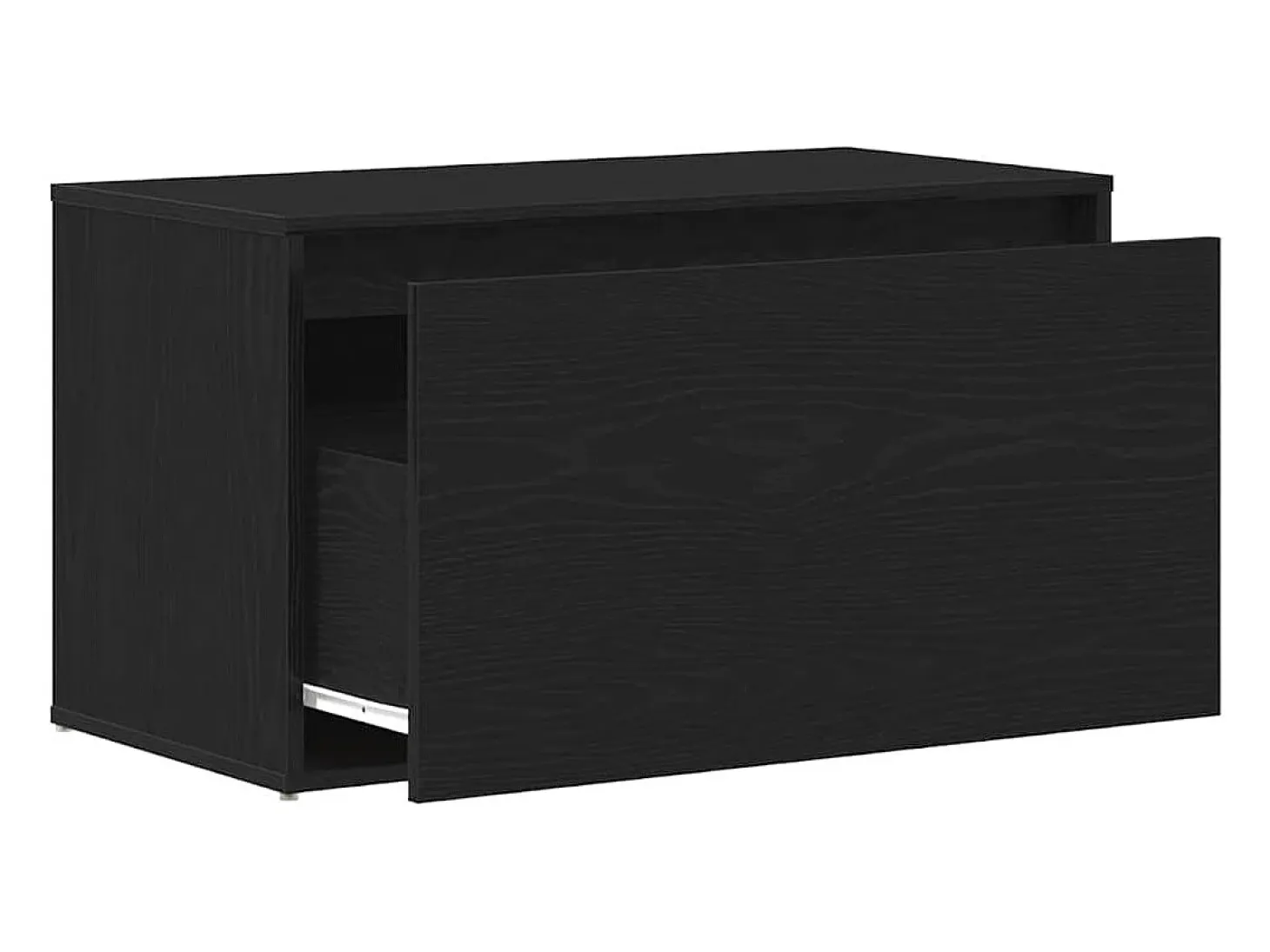 Banco con cajón Negro 80 x 40 x 45 cm Madera de ingeniería