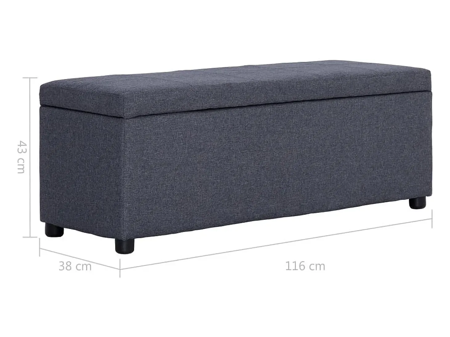 Banco con compartimento de almacenaje 116 cm Gris oscuro Poliéster