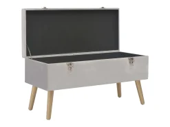 Banco con compartimento de almacenaje 80 cm Terciopelo Gris