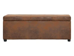 Banco con compartimento de almacenaje 116 cm Piel sintética marrón