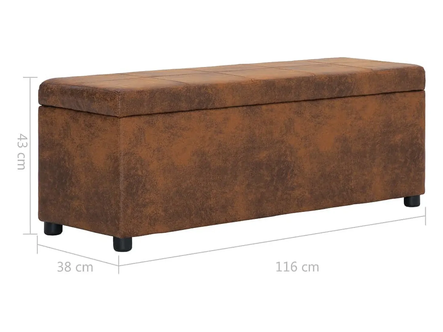 Banco con compartimento de almacenaje 116 cm Piel sintética marrón