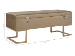 Banco con compartimento de almacenaje 105 cm Terciopelo Beige