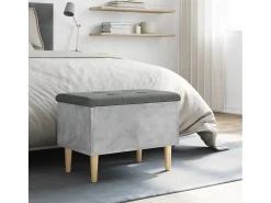 Banco de almacenaje de madera de ingeniería gris hormigón 62x42x46 cm