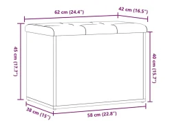 Banco de almacenaje de roble artesanal 62x42x45 cm madera de ingeniería