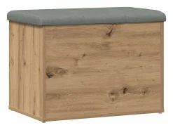 Banco de almacenaje de roble artesanal 62x42x45 cm madera de ingeniería