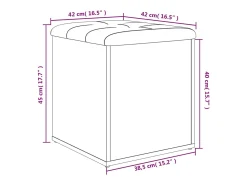 Banco de almacenaje negro 42x42x45 cm madera de ingeniería