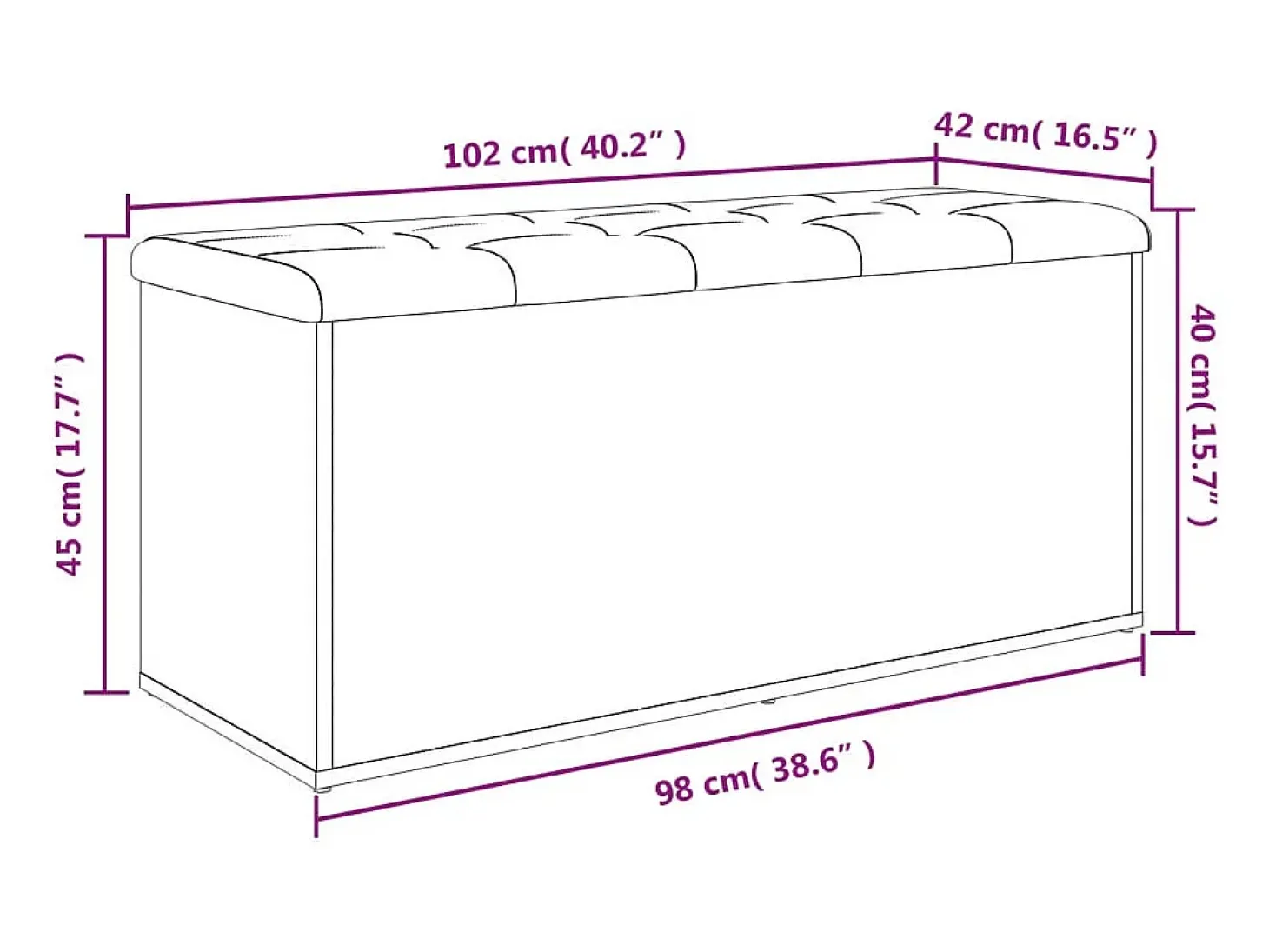 Banco de almacenaje Sonoma gris 102x42x45 cm madera de ingeniería