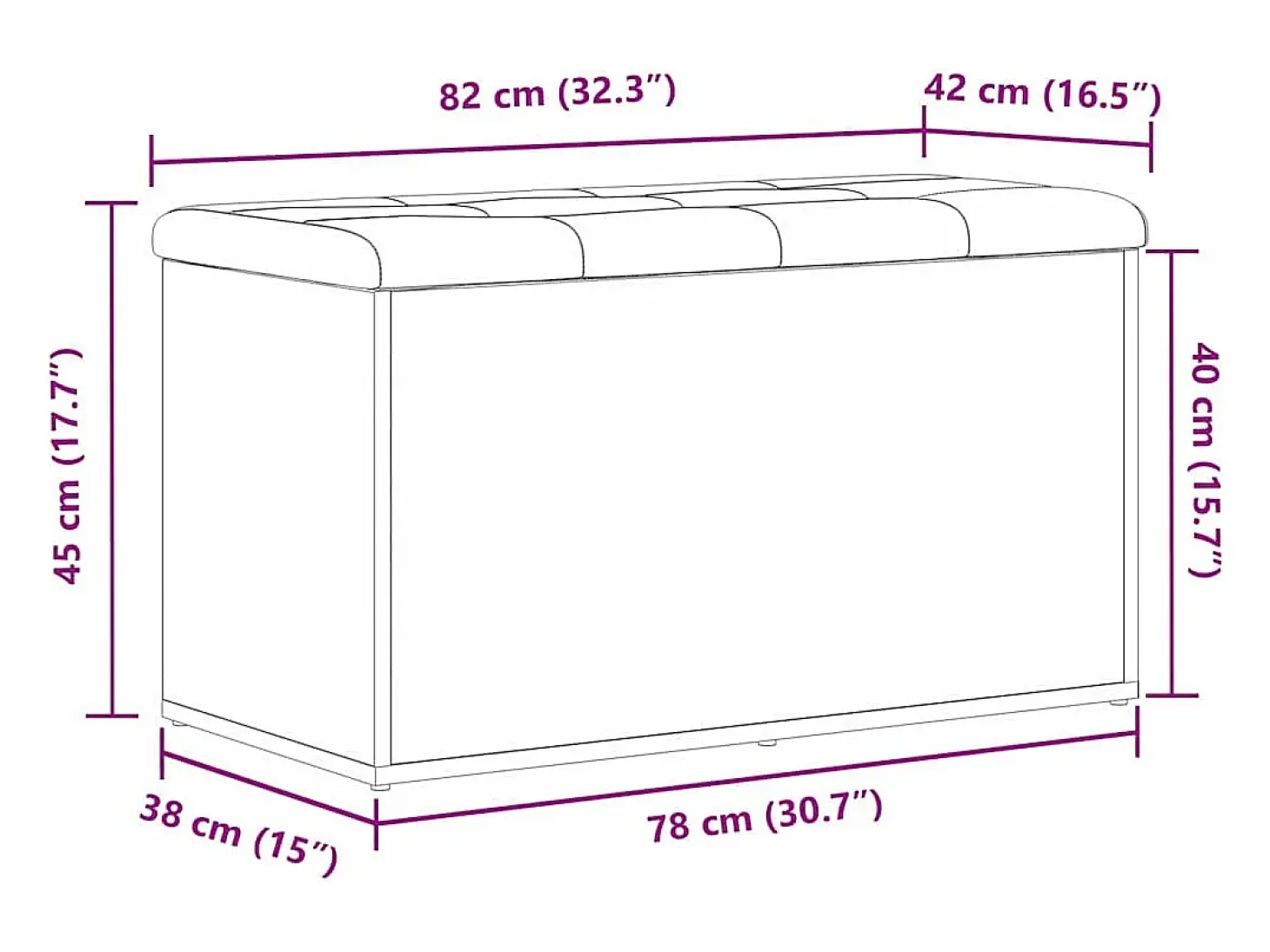 Banco de almacenamiento de roble negro 82 x 42 x 45 cm Madera de ingeniería
