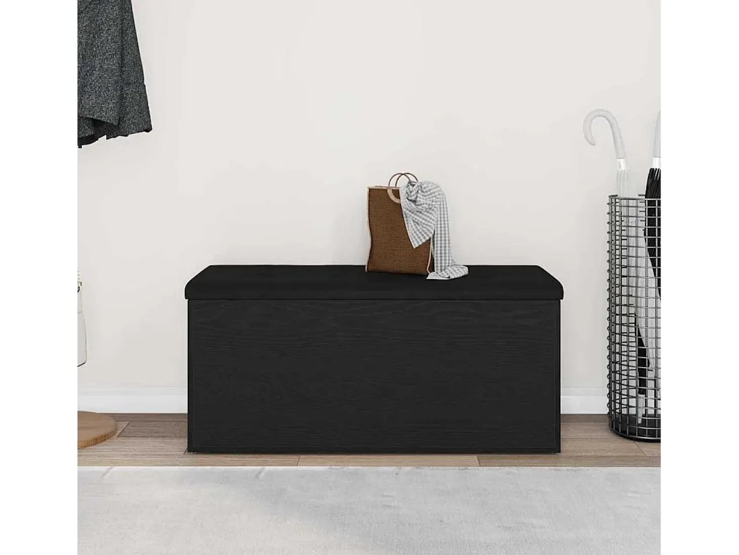 Banco de almacenamiento de roble negro 102 x 42 x 45 cm Madera de ingeniería