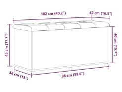 Banco de almacenamiento de roble negro 102 x 42 x 45 cm Madera de ingeniería