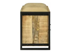 Banco de almacenamiento marrón de madera maciza de mango