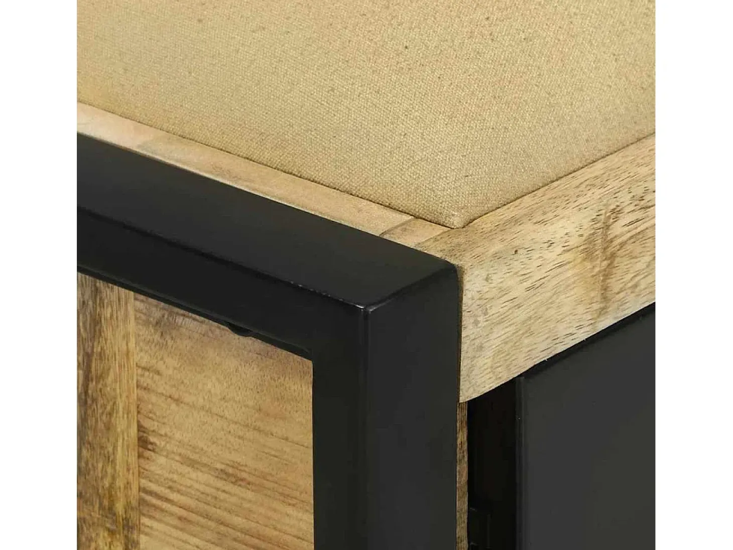 Banco de almacenamiento marrón de madera maciza de mango