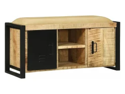 Banco de almacenamiento marrón de madera maciza de mango