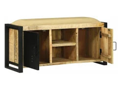 Banco de almacenamiento marrón de madera maciza de mango