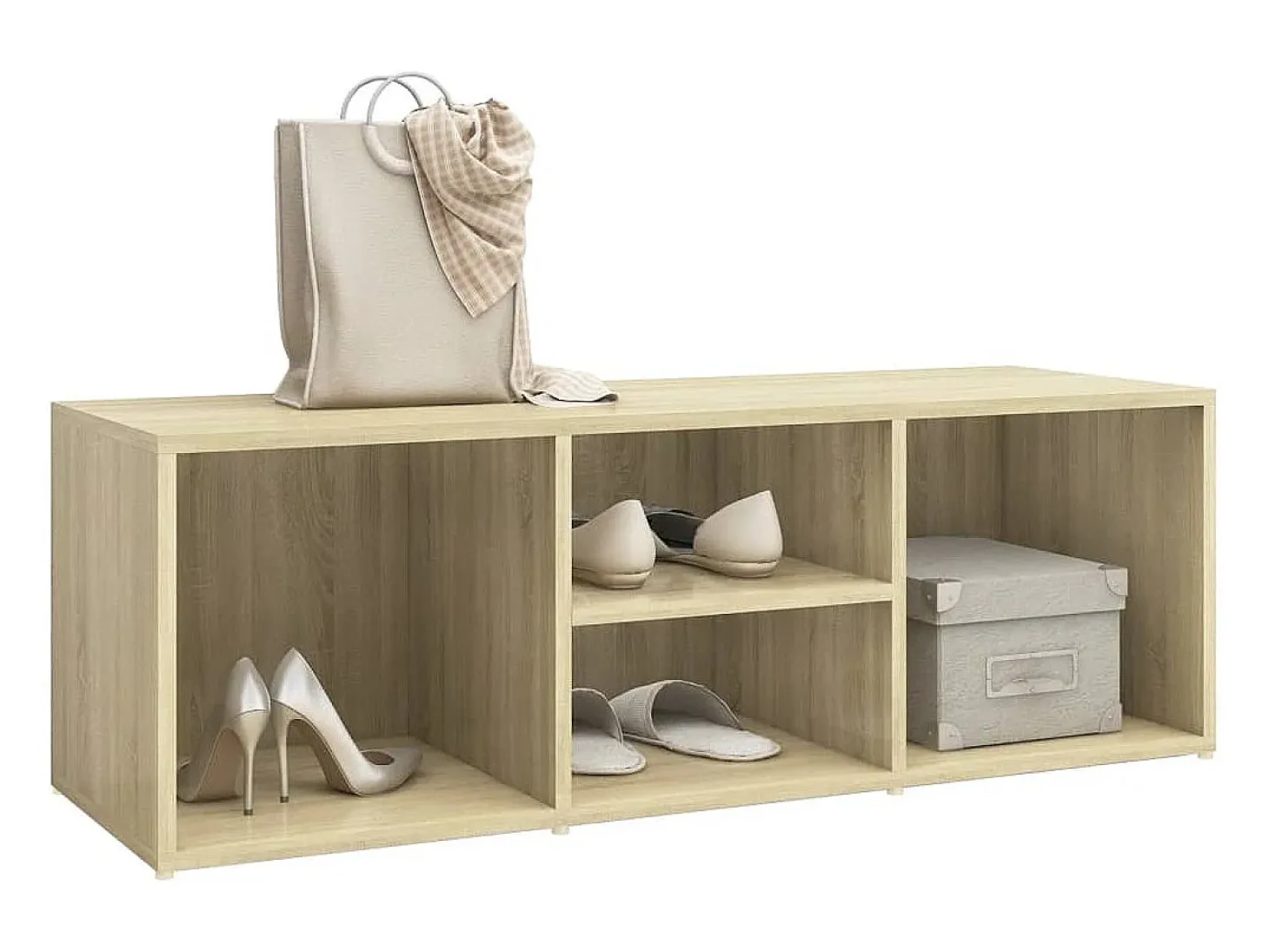 Banco de almacenamiento para zapatos de roble Sonoma de madera de ingeniería
