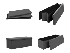 Banco de almacenamiento plegable de PVC gris