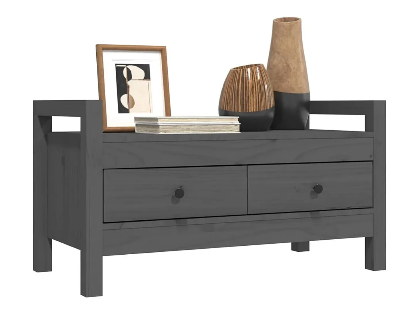 Banco de entrada Gris 80x40x43 cm Madera maciza de pino