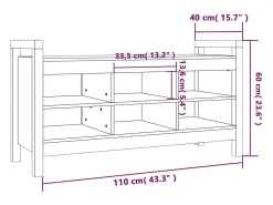 Banco de entrada 110x40x60 cm Madera maciza de pino