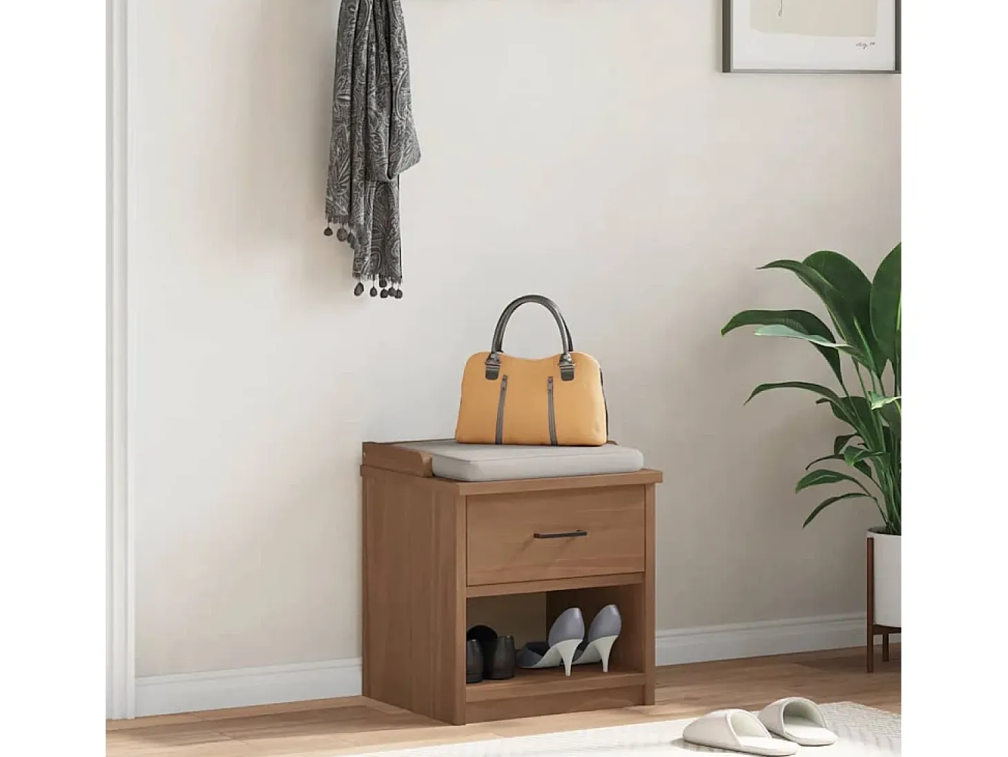 Banco de recibidor SANDNES 45x40x50 cm madera maciza de pino