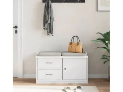 Banco de recibidor SANDNES blanco 87x40x50 cm madera maciza de pino