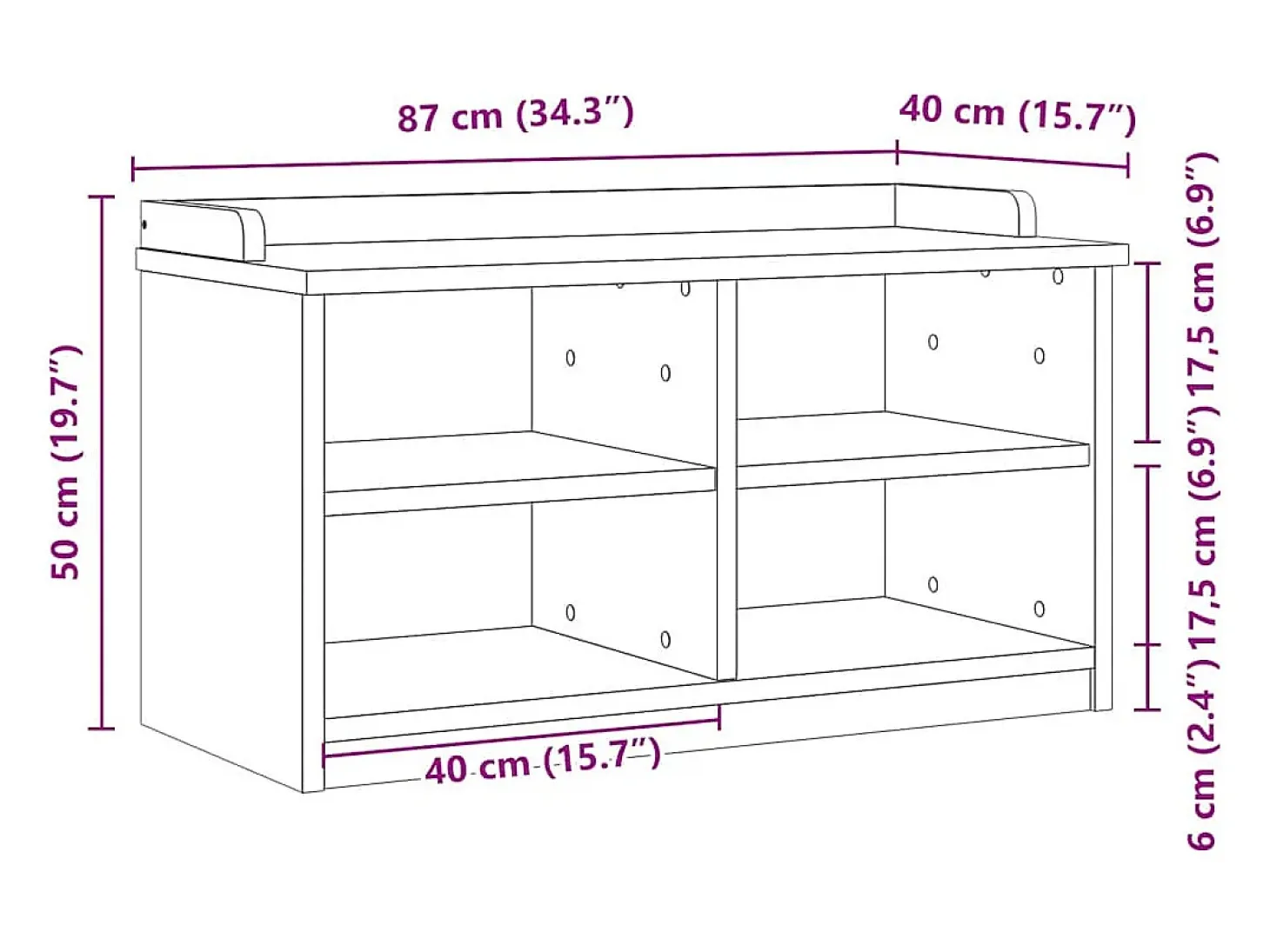 Banco de recibidor SANDNES 87x40x50 cm madera maciza de pino