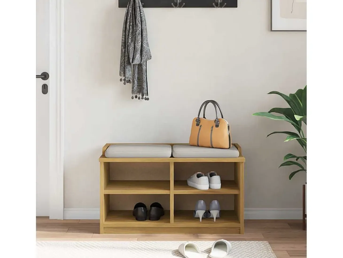Banco de recibidor SANDNES 87x40x50 cm madera maciza de pino