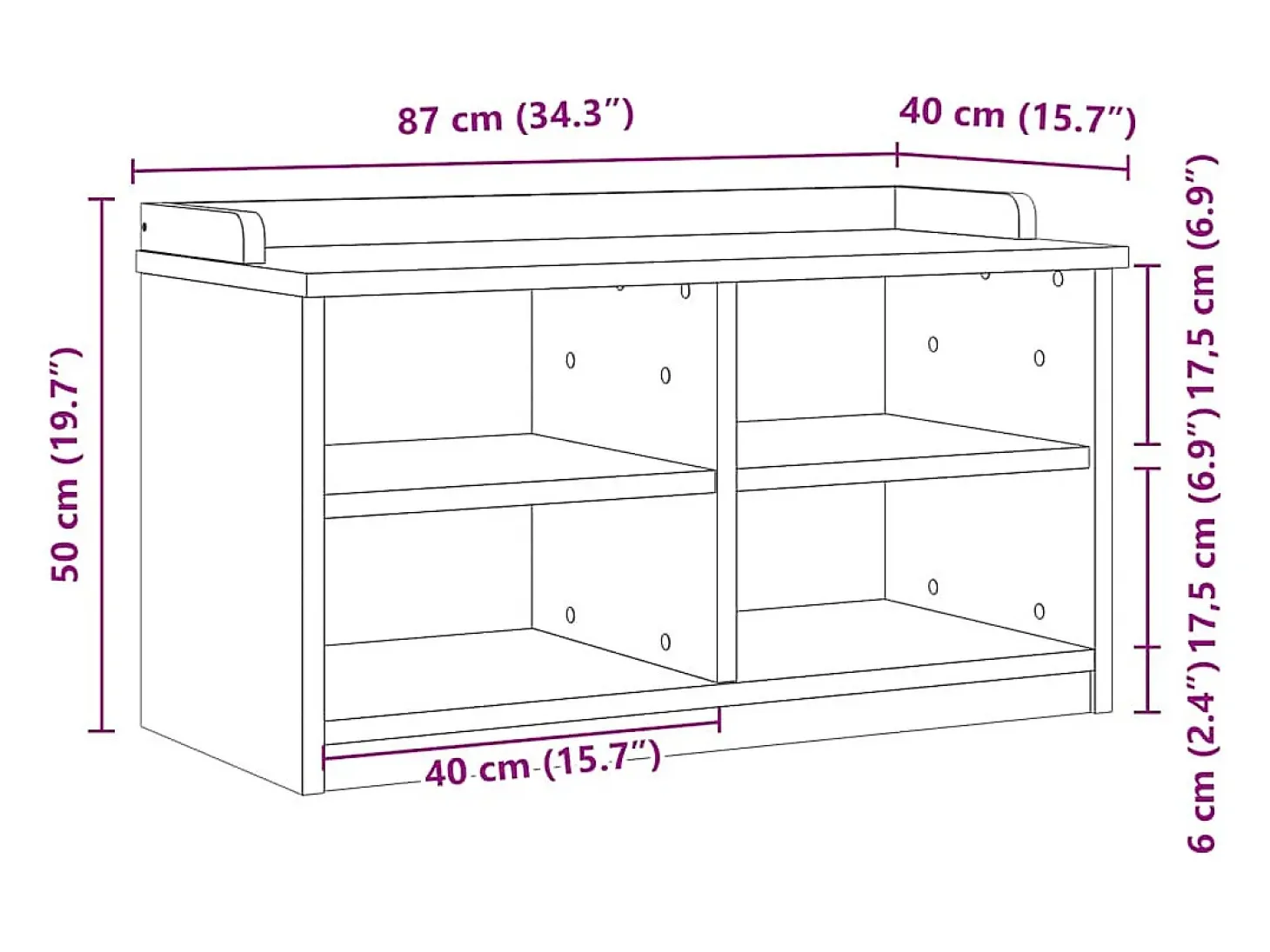 Banco de recibidor SANDNES 87x40x50 cm madera maciza de pino