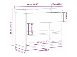 Banco de zapatos negro 60 x 30 x 48 cm Madera de ingeniería